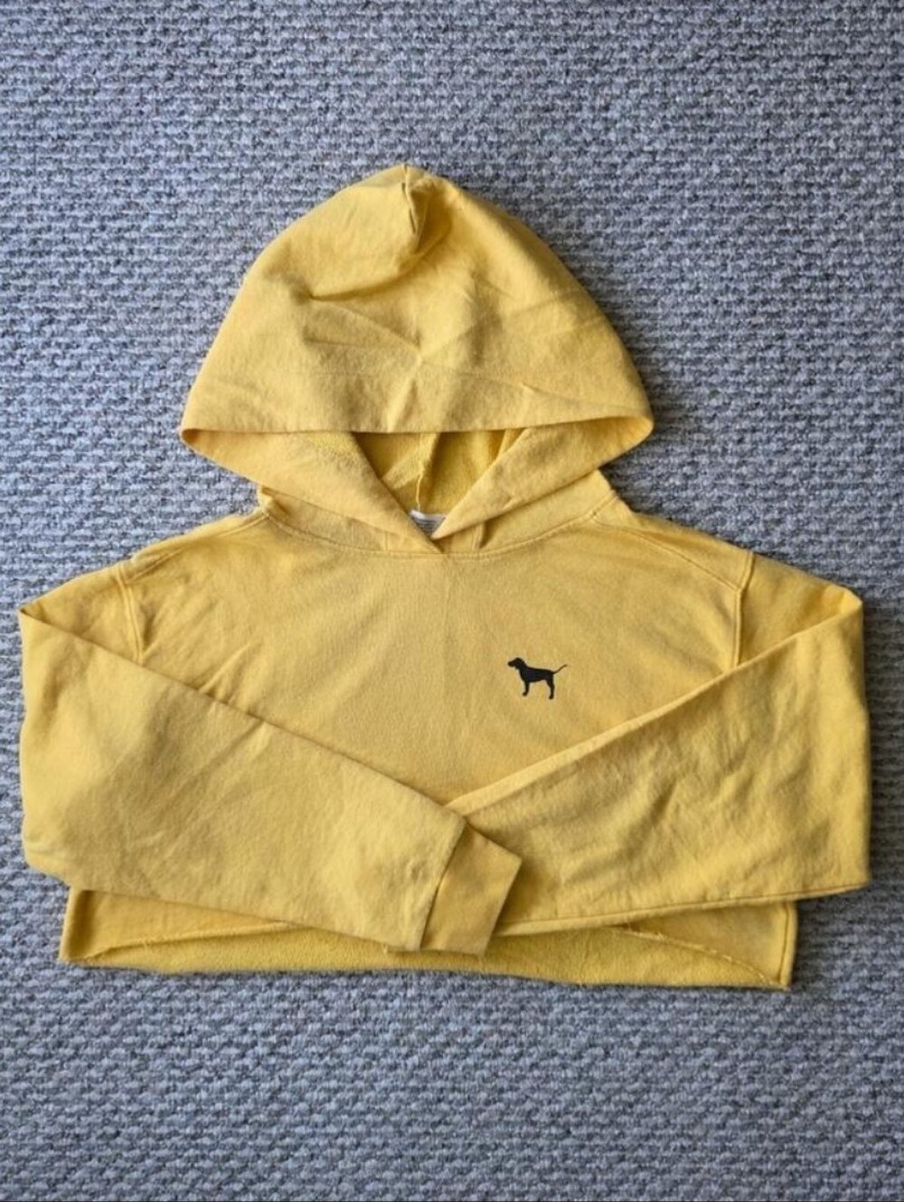 PINK Victoria's Secret Cropped Yellow Hooded Sweatshirt